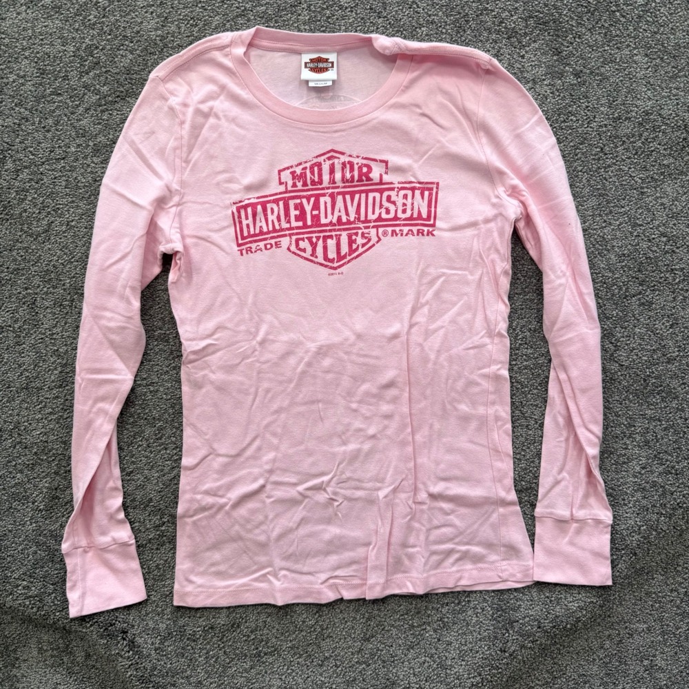 Harley-Davidson Womens Pink Long Sleeve Myrtle Beach Graphic Tee Shirt Medium